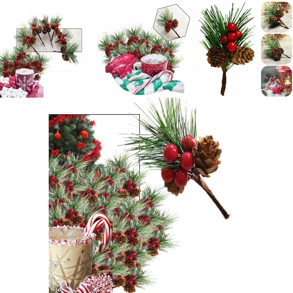 Weihnachtsdekoration Kiefernnadel-Bouquet Künstliche Blumen mit Beeren und Tannenzapfen für festliche Stimmung