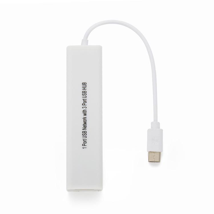 4-in-1 USB-C Hub with RJ45 100Mbps Network Converter for Laptops and Desktops
