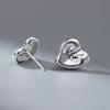 925 Silver Heart Stud Earrings For Women Engagement Wedding Fine Jewelry Friends Gift Accessories Trend Jewellery