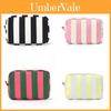 Polyester Striped Makeup Bag With Large Capacity For Travel And Storage