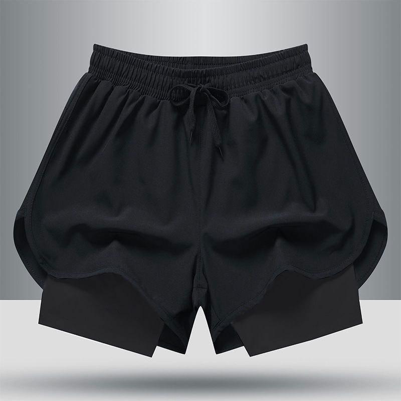 Men s swimming trunks, double-layer swimming trunks, quick-drying and breathable beach pants S