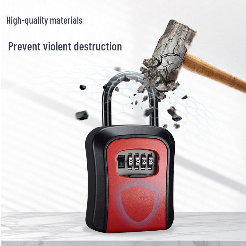 Wall-Mounted Key Lock Box for Temporary Sites with Peephole - No Drill Installation