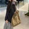 Leopard Print Large Capacity Tote Bag Women's Shoulder Bag Student Class Canvas Bag