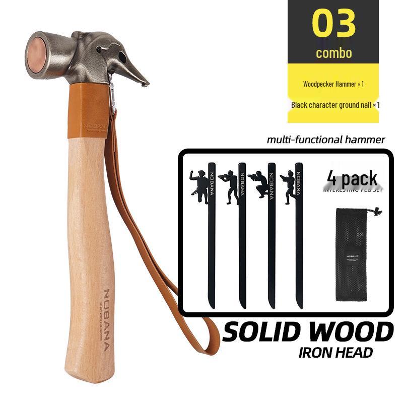 Multi-Function Outdoor Camping Hammer: Stainless Steel & Brass Woodpecker Design for Tent Canopy Nails