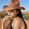 Popular Autumn and Winter Crimped Personalized Felt Hat Ox Head Warped Edge Western Cowboy Hat Men's Sunshade Sunscreen Hat