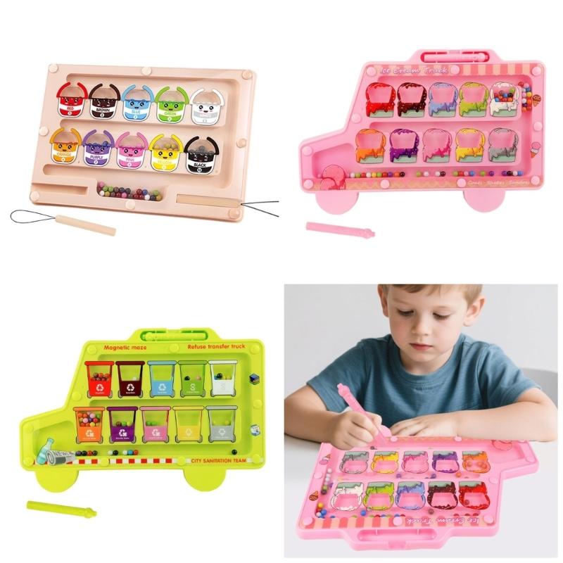 Interactive Walking Bead Toy for Preschool Magnetic Maze Puzzle Encourages Hand Eye Coordination Logical Thinking Skill
