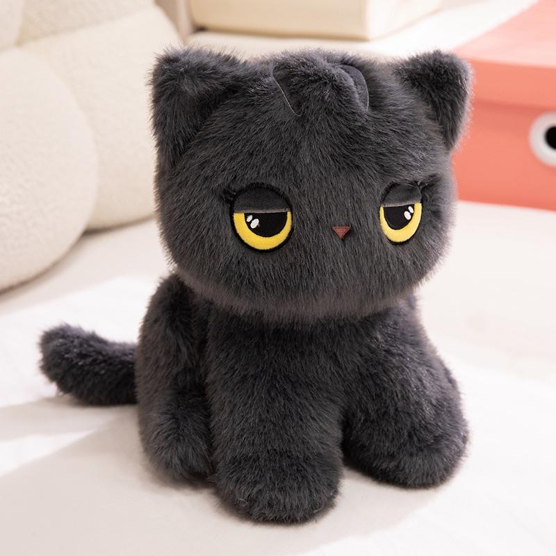 32cm-60cm Schwarze Katze Plüschtier Weich Gefüllt Sitzende Stoffpuppe Katze Puppe Niedliches Schlafendes Kätzchen Design Mädchen Schönes Geburtstagsgeschenk 32cm