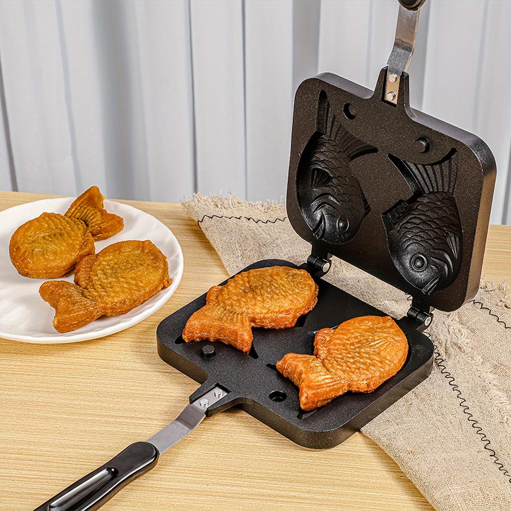 1pc Taiyaki Mold Fish Shaped Waffle Roasting Pan Handmade Biscuit Cake Mold Non-stick Small Fish Skillet