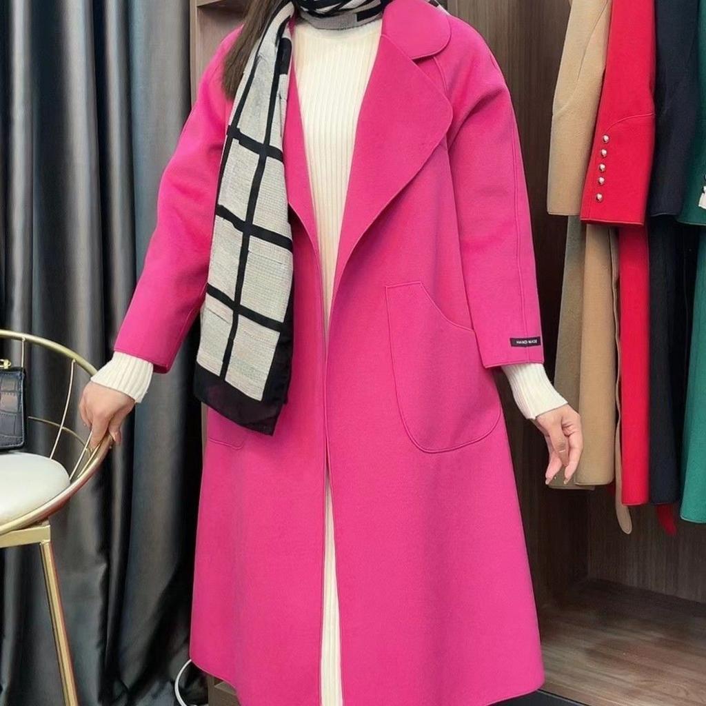 Women's Leisure Long Woolen Coat with Loose Fit, Perfect for Autumn and Winter