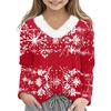 Christmas Day Girls Long Sleeve T Shirts Kids  Girls' V-Neck Tee Christmas Print Long Sleeve Top