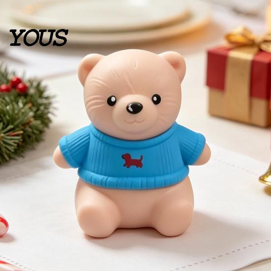 Unique Gift for Friends Christmas Tomato Bear Squeeze Toy Stress Relief, Cute TPR Decompression Kids Stocking Stuffers Figure with Festive Decoration