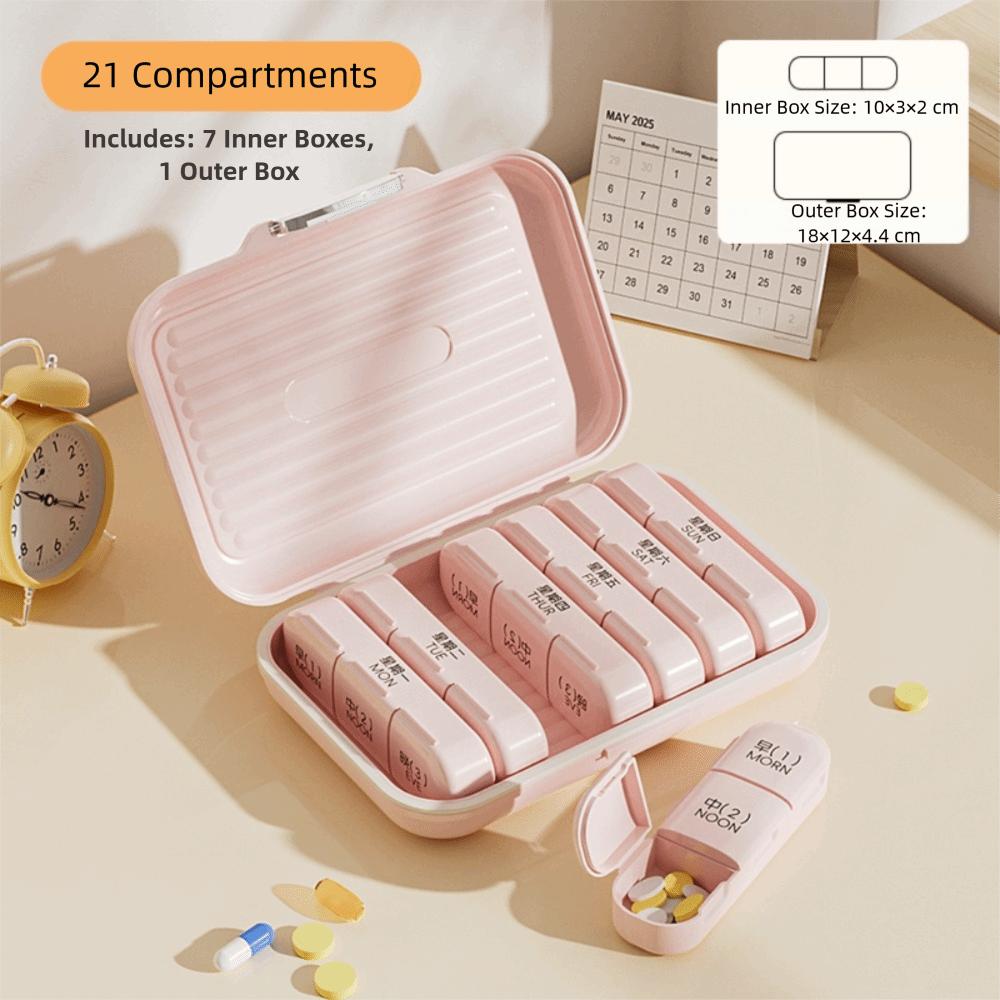 7Pcs Portable Travel Pill Organizer Box Weekly and Daily Moisture Proof Medicine Pill Case Mini Sealing Pill Container Storage