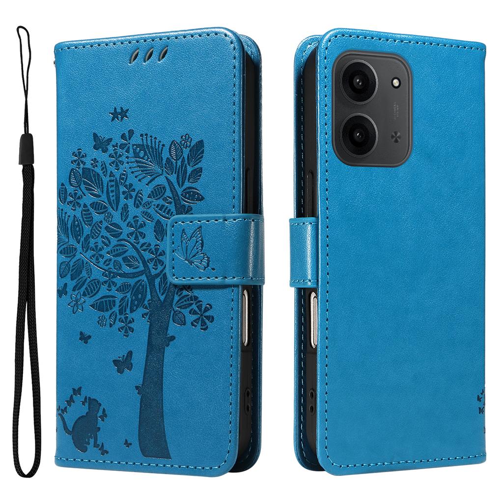 For Xiaomi Redmi 15C 4G (171mm) Phone Case with Stand Cat Tree Pattern Leather Wallet Mobile Cover