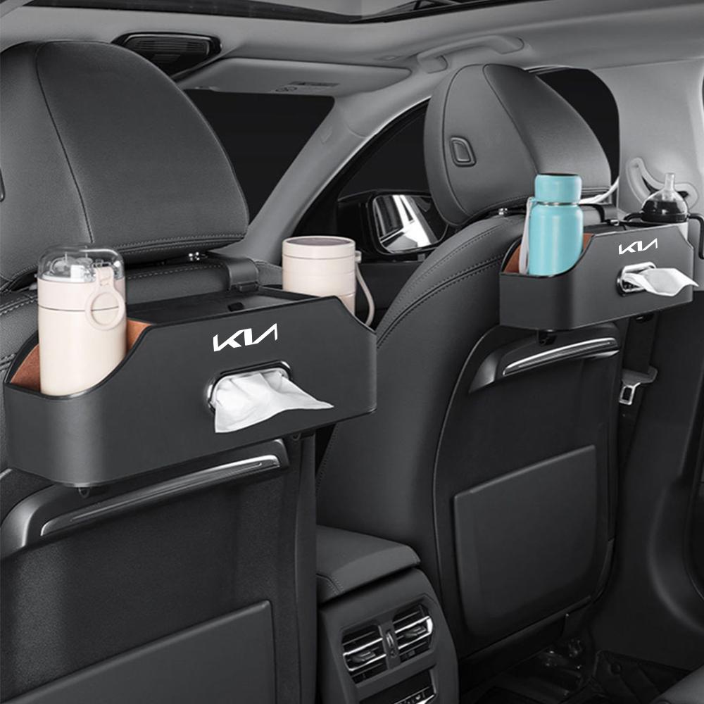 2026 Hot Car Sticker Car Seat Back Storage Bag Water Cup Holder Tissue Box Organizer For Kia Rio Picanto Sportage Niro Morning C