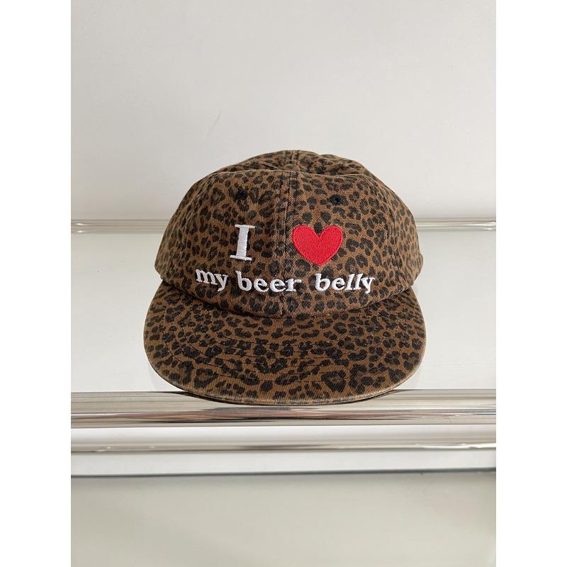 Leopard Print I Love Beer Belly Flat Brim Cap Female Retro Street Soft Top Cap Niche