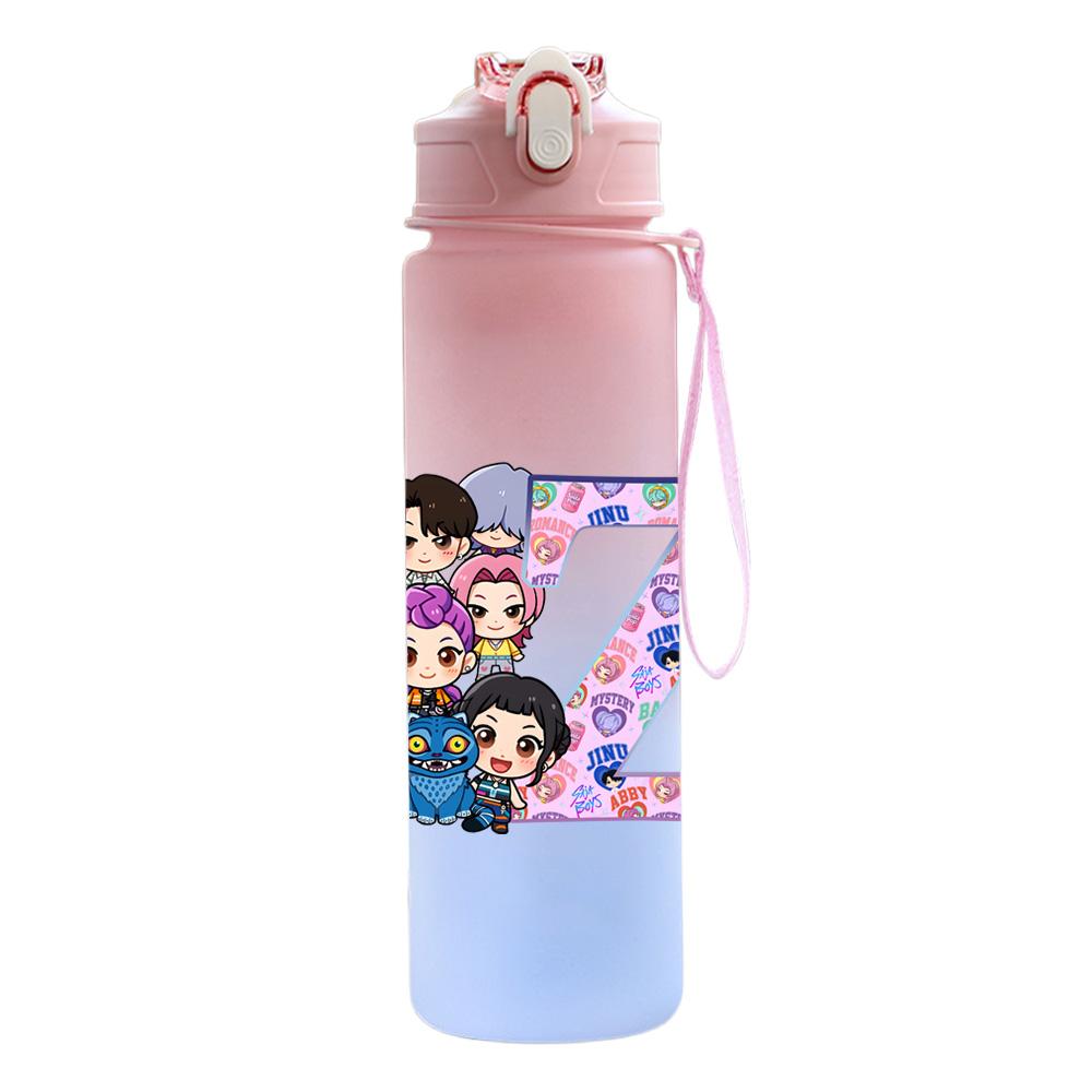 26 English Letter 750Ml Water Bottle K-Pop Demon Hunters Printed Large Capacity Drinking Cup Portable Outdoor Sports Water Cup Children Kid Gift