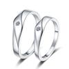 Yin Baichuan S925 Sterling Silver Moissanite Couple Rings - Simple Diamond Band for Valentine's Day or Anniversary Gift
