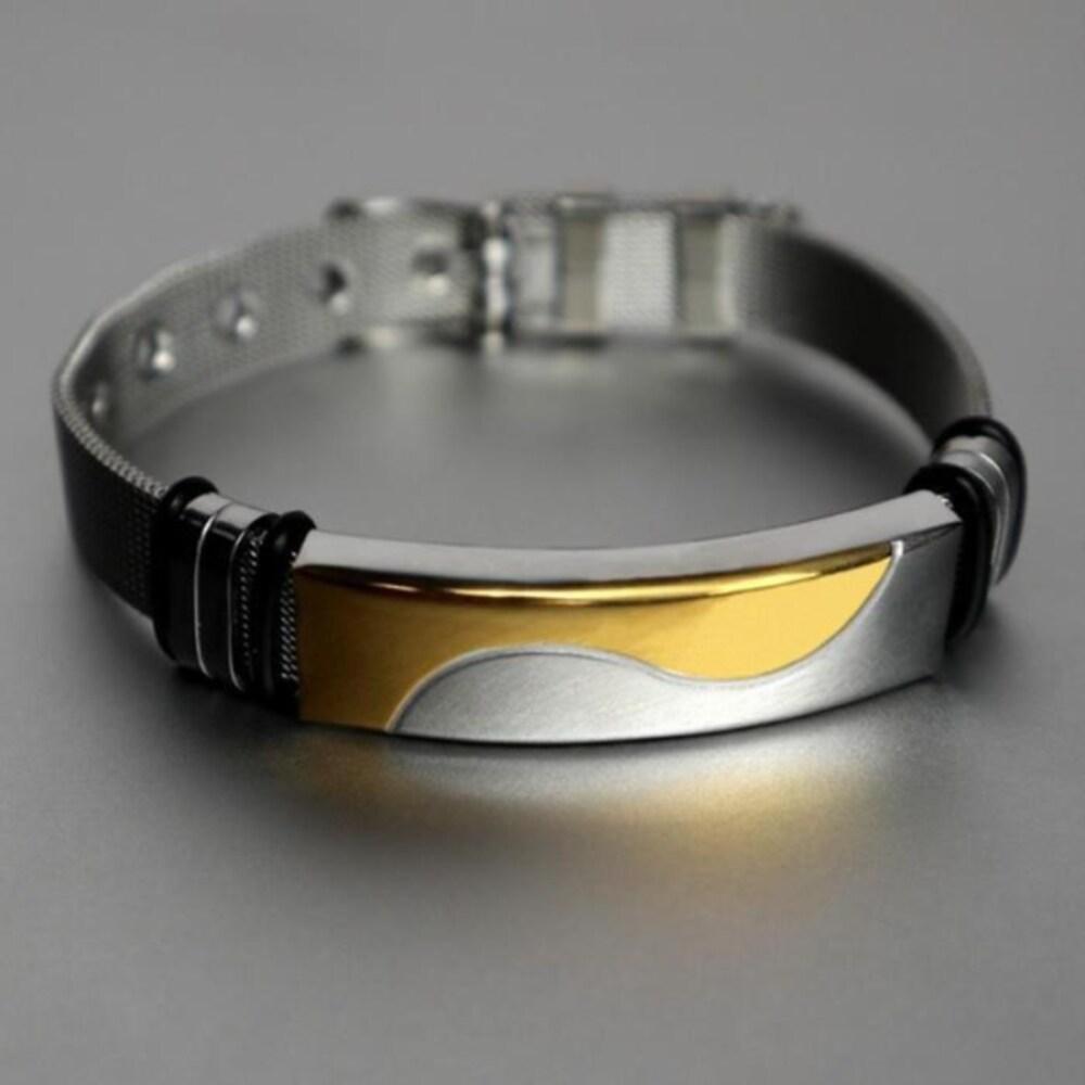 Unisex Gold Stainless Steel Fashion Silver Buckle Bracelet (15949042)