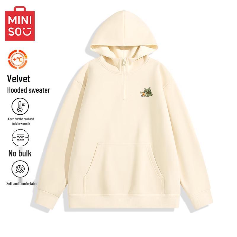 MINISO Men's Fleece Half-Zip Hooded Sweatshirt