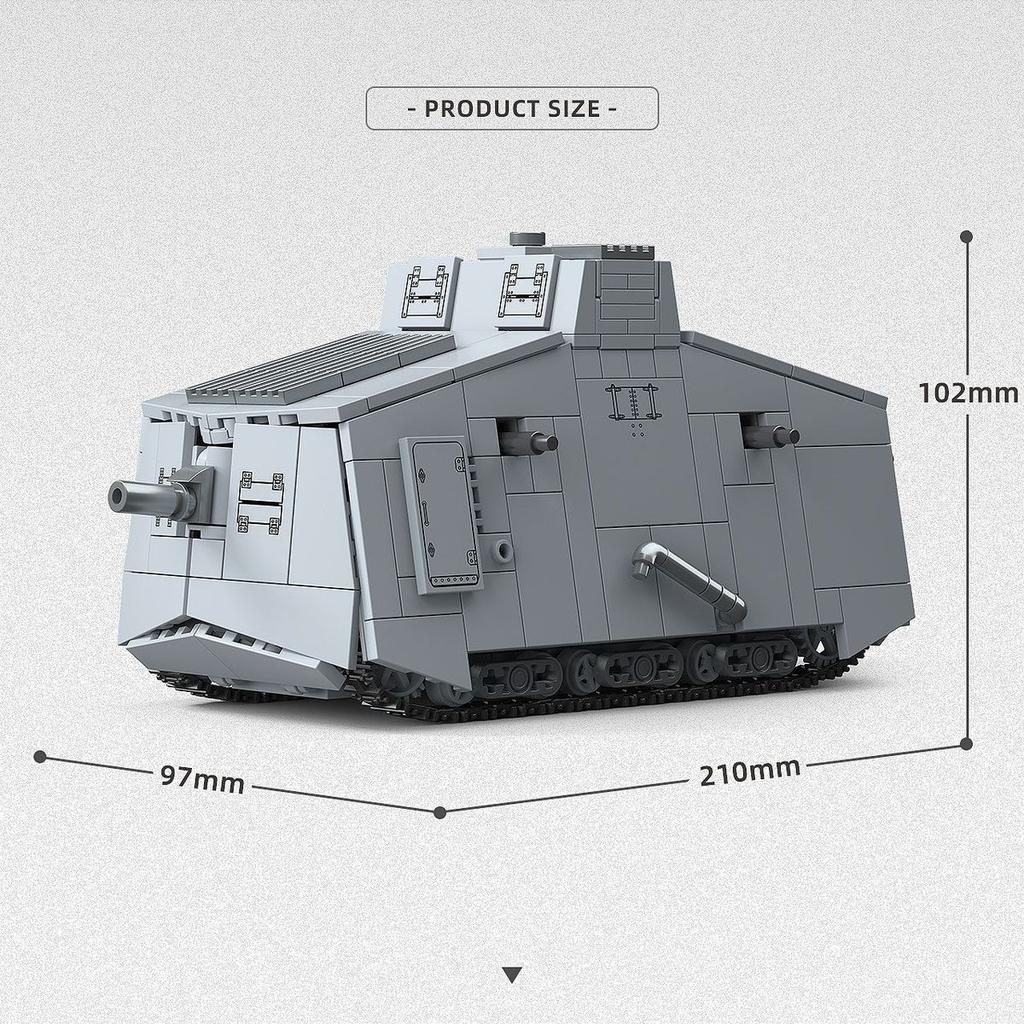 Full Crown A7V Heavy Tank Building Puzzle Educational Toy Gift - Fully Printed Version