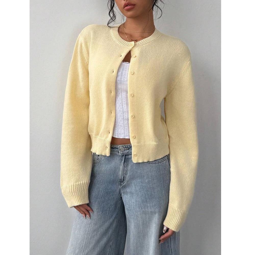 

Женские осенне-зимние вязаные кардиганы, свитера, женские свитера с длинным рукавом на одной пуговице, верхняя одежда, пальто, куртки M жёлтый