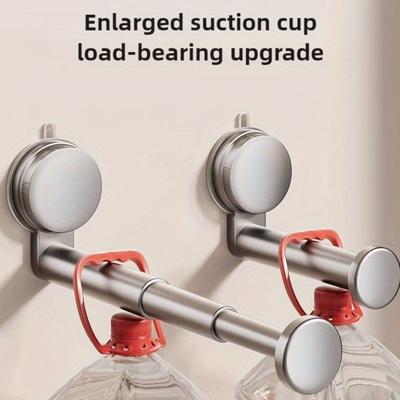 Hanger Storage Rack No-Drill Suction Cup Installation,Folding Rack Retractable Adjustable Length Home Use Hanger