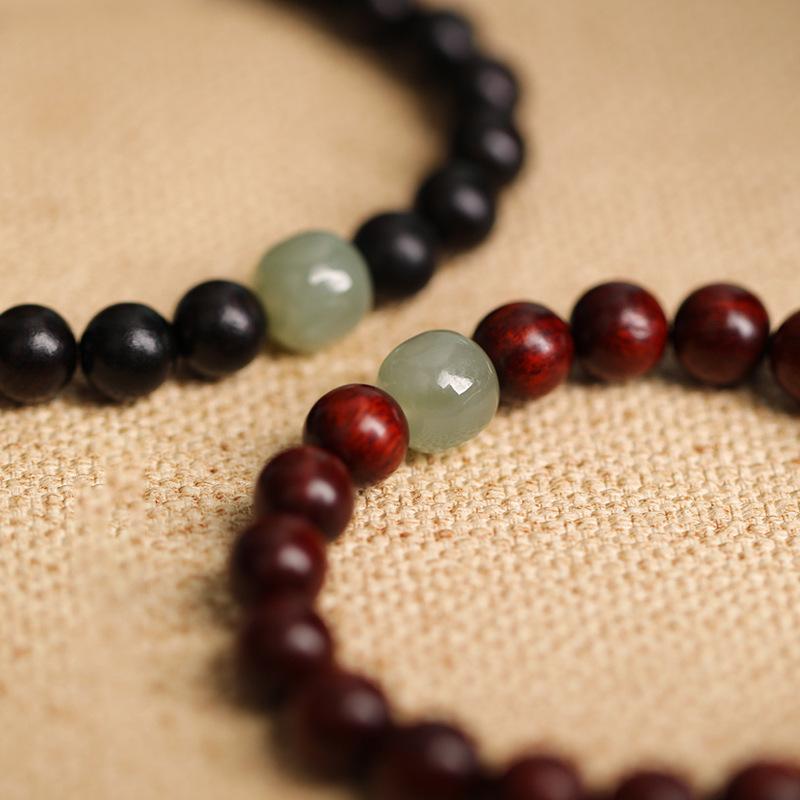Blood sandalwood optimized jade beaded bracelet women's retro high-end bracelet simple and versatile exquisite gift box jewelry women