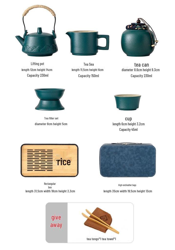 Portable Kung Fu Tea Set with Tray - Ideal for Outdoor Travel and Home, Perfect as a Chinese Business Gift