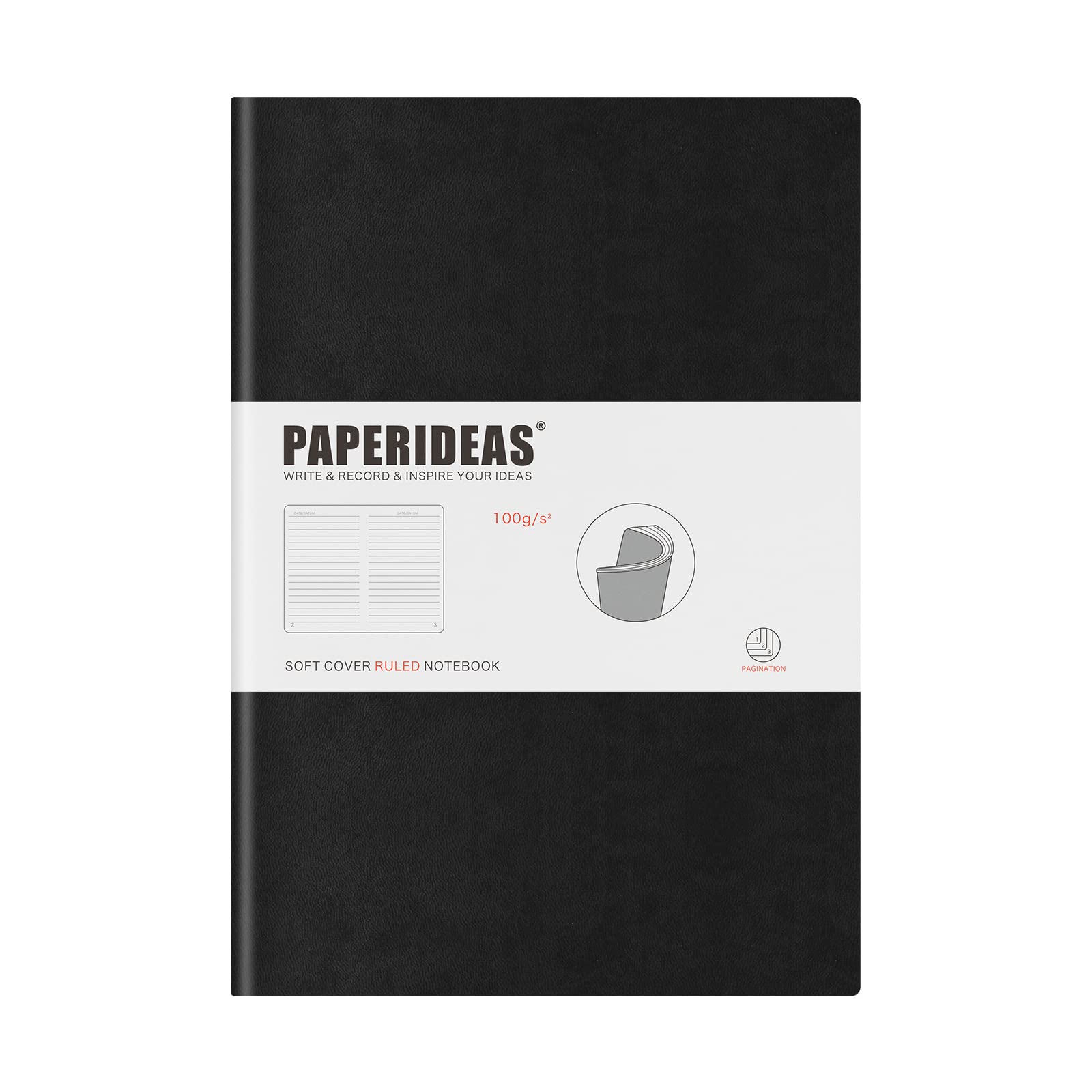 

PAPERIDEAS Примечание B5 Мягкая обложка (горизонтальная линейка, черная)