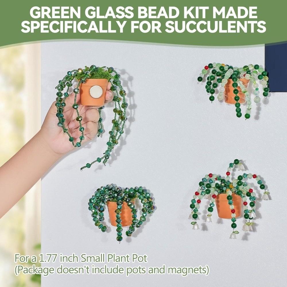 Crystal Leaf Pieces Beaded Plant Kit with Plant Pots Beads Plant Craft  for Plant Lovers