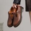Low-top small leather shoes women's leather Crazy Horse brown large size short boots round head men's and women's casual tooling shoes