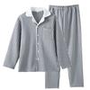 Men's Pajama Set Fall Winter Thick Warm Long Sleeve Tops Pants Pajama Sets Soft Plaid 2 Piece Button Down Lounge Set for Men Lapel Comfort Sleepwear