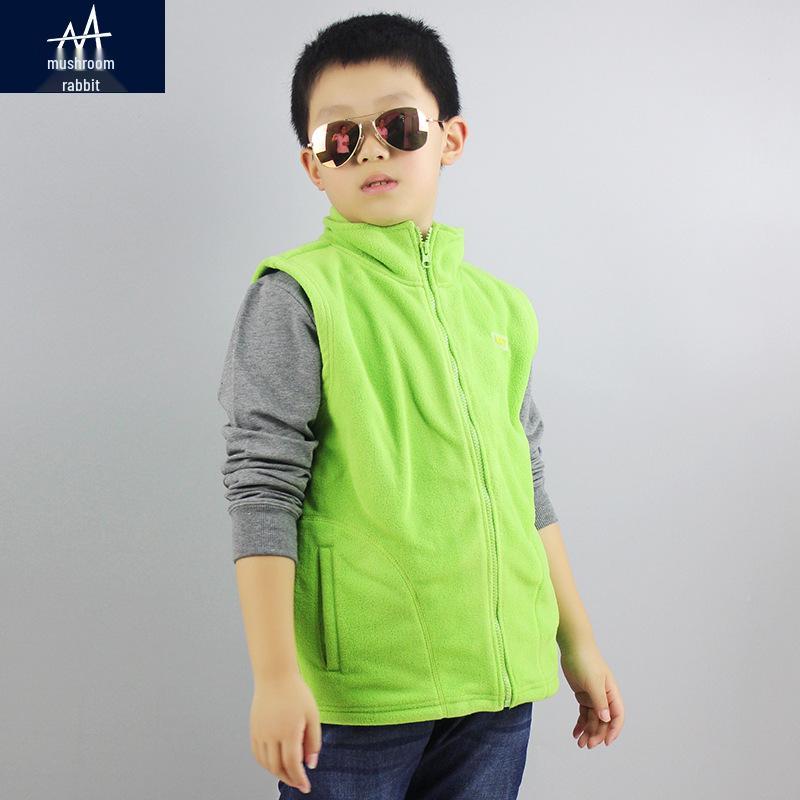 Mushroom Rabbit Boys' Fleece Vest - Spring/Autumn Style