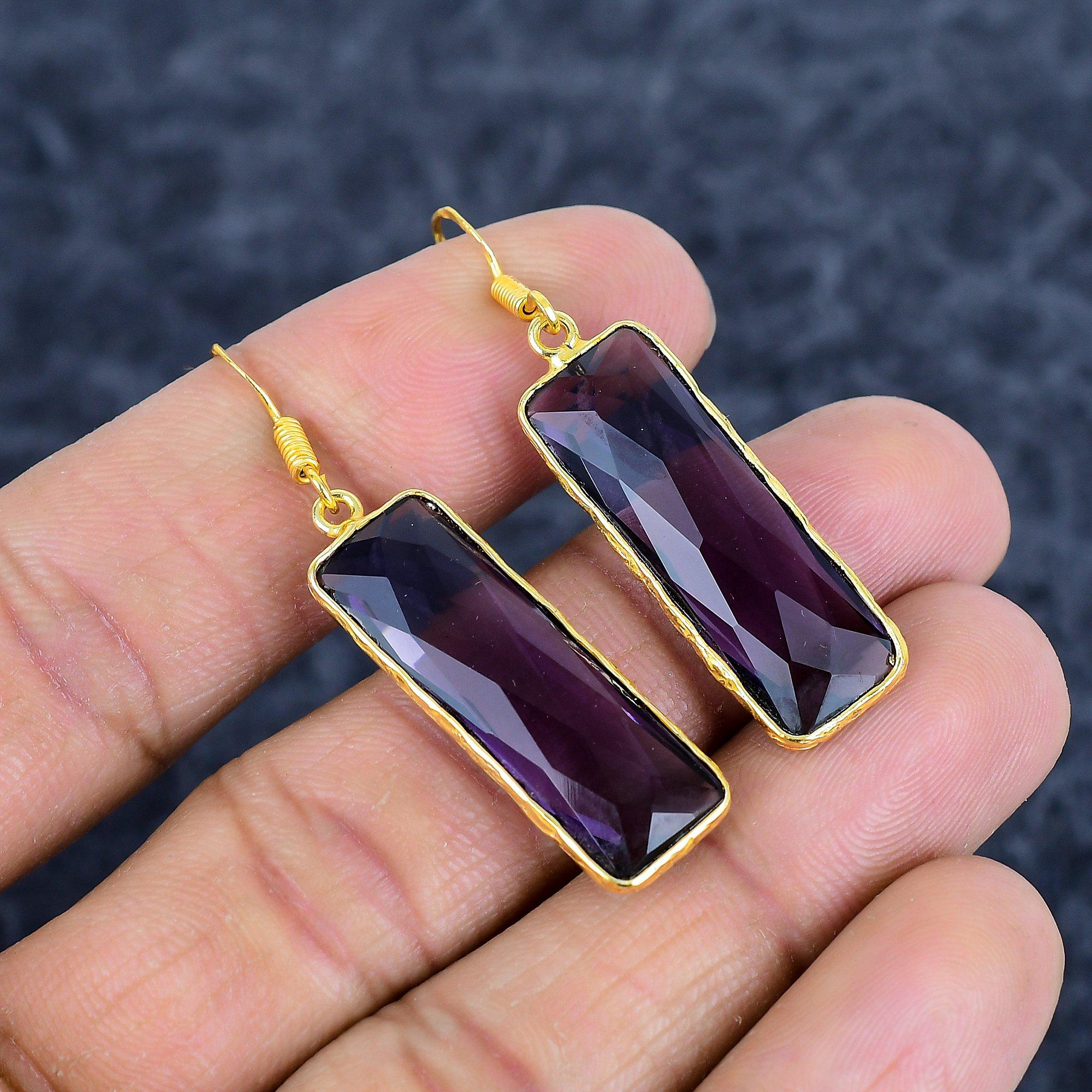 

Amethyst Gemstone Handmade 925Sterling Silver Jewelry Earring 2.05 M-3135