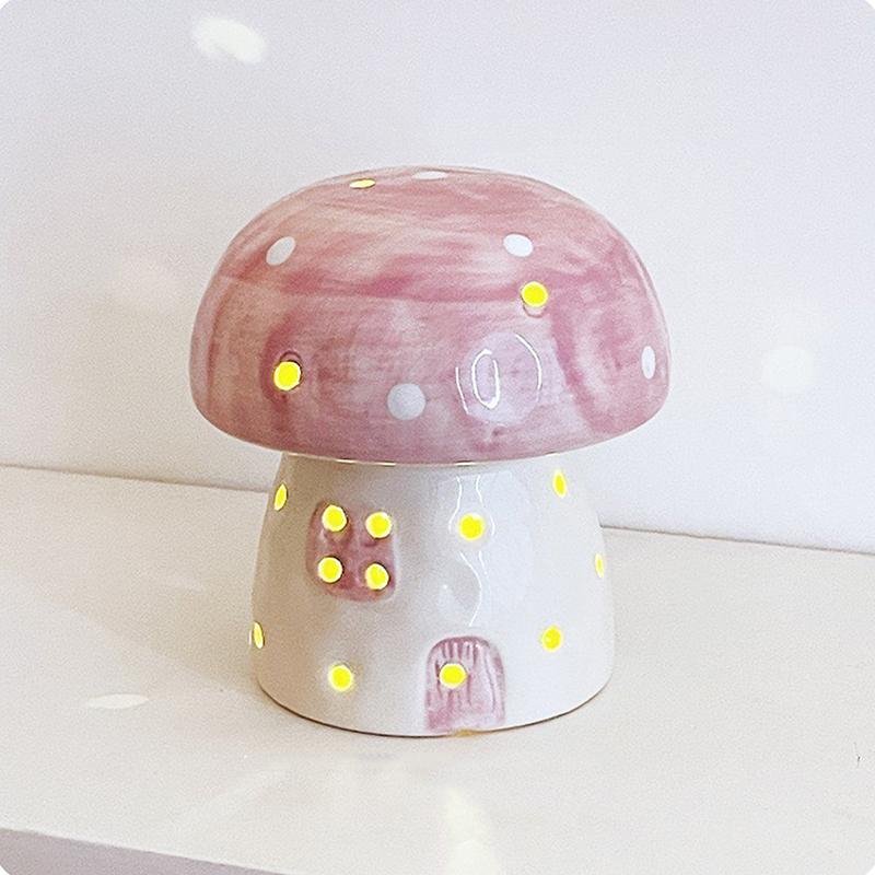 Lâmpada de Noite Criativa Pequena de Cogumelo Luz de Cabeceira Decoração de Casa Cerâmica Fofa Lâmpada de Noite de Cogumelo Presente de Aniversário