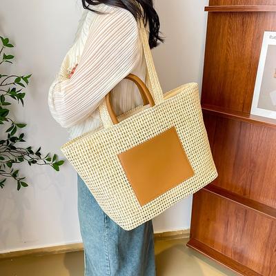 Commuter Large-capacity Straw Woven Bag Women's New Summer Woven Handbag Popular Shoulder Tote Bag
