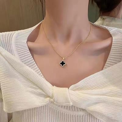 Women's Floral Cubic Clover Point Necklace