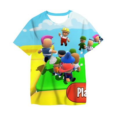 Kawaii Stumble Guys Cartoon 2022 Jungen Kinder 3D Druck T-shirt Oansatz Hemd Ärmel Kinder Kleidung Casual BirthdayTops
