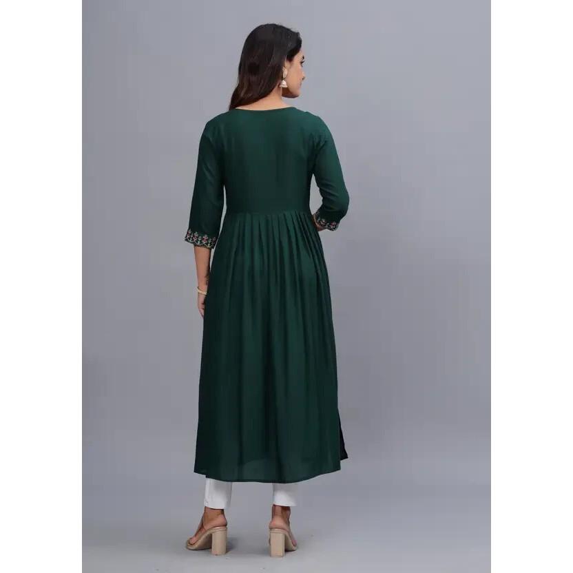 Women Rayon Ethnic Embroidered Kurta Party Wear Bollywood Top Tunic Kurti Dress VF-20207