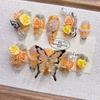 Yellow Butterfly Elegant Almond-Shaped Handmade Fake Nail Tips