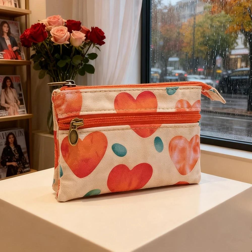 

New Fashion Flower Multi-layer Cotton Fabric Coin Purse Women Card Wallet Small Change Bag Retro Canvas Female Hand Purses Pouch оранжевый