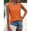 U Neck Summer Women Hollow Out Tank Tops Sweet Solid Color Sleeveless Blouse Fashion Elegant Buttons Shirts Large Size Office Simple Casual Clothing