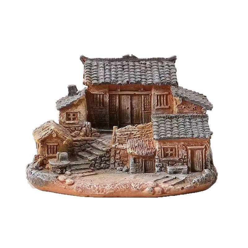 Rural Old House Decoration Small Model Desktop Creative Micro Landscape Courtyard Potted Bonsai Decoration