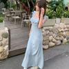 French Retro Floral Dress Medium and Long Temperament Holiday Square Neck Ruffle Edge Skirt Children's Summer New Long Dress