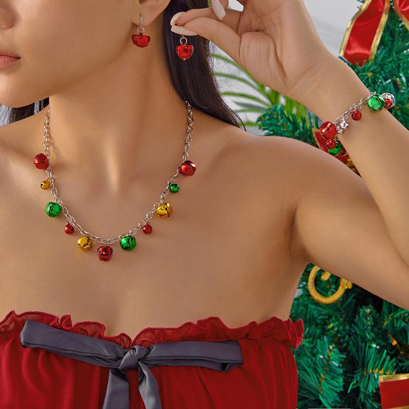 Christmas Bell Choker Necklace For Women Trendy Jingle Bell Xmas Pendant Clavicle Chain New Year Party Jewelry Gift