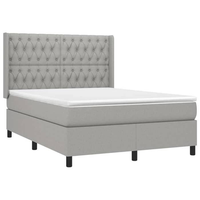 3131673 vidaXL Lit à sommier tapissier avec matelas Gris clair 140x200cm Tissu