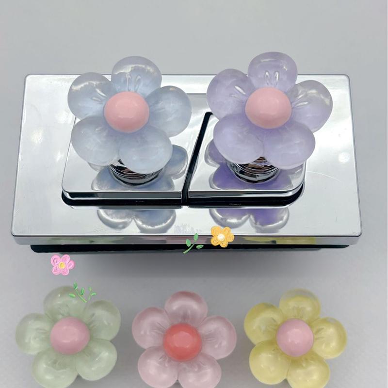 Toalettryckare i blomform Självhäftande Toalettryckknapp Nagelskydd Handtag för toalettlock Tankspolknapp