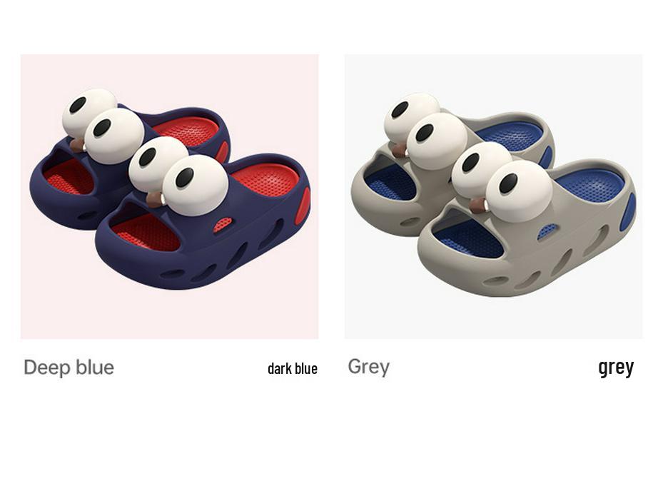 Kinder Sommerslipper: Süßes Design mit großen Augen, Weiche EVA-Sohle, Für drinnen und draußen, für Mädchen und Jungen