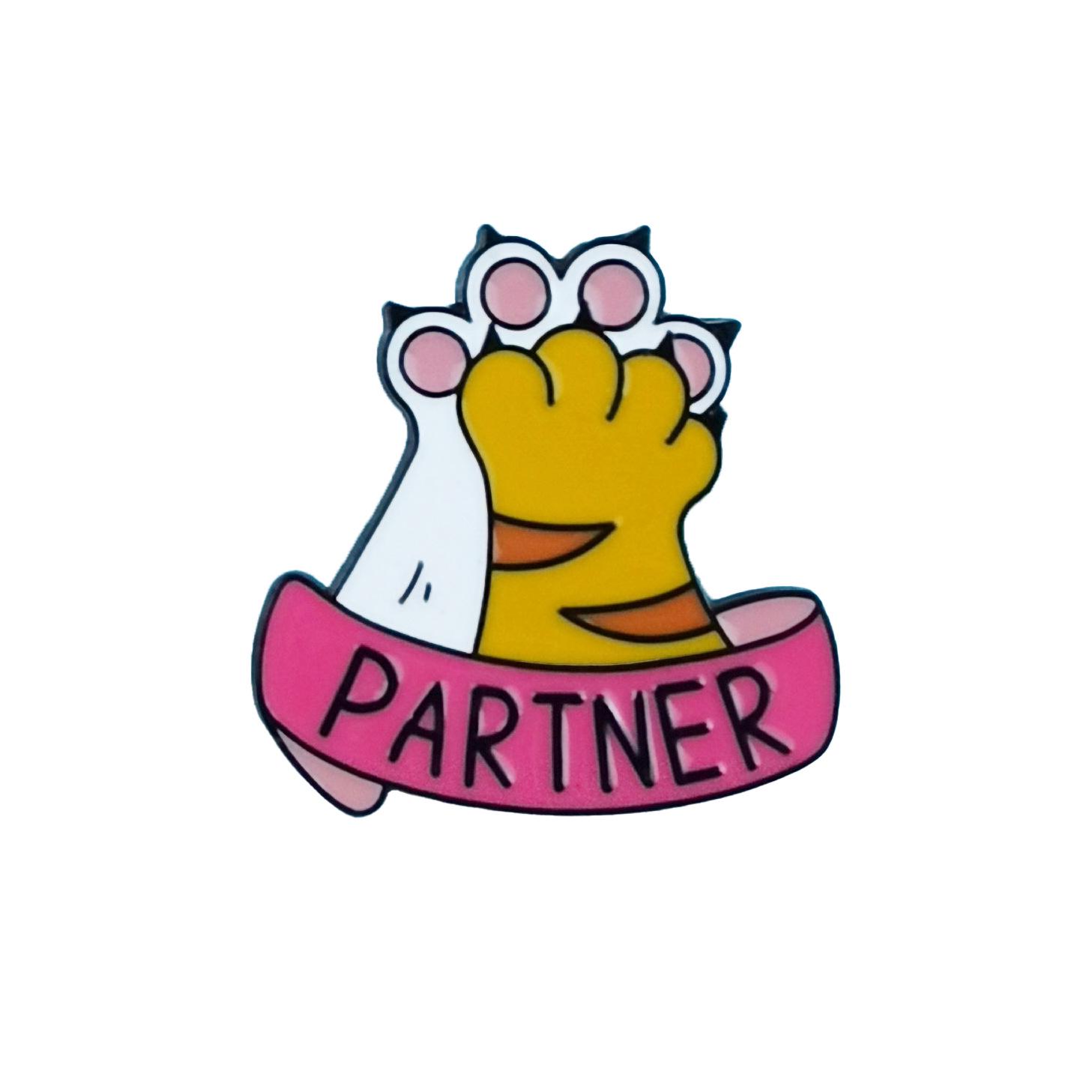 Cute Pink Cat Paw Brooch: Heart & Love Cartoon Accessory for Clothing or Backpack.