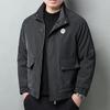Autumn and winter new coat men's trendy brand ruffian handsome floral plaid leather jacket clothes men's trendy casual top